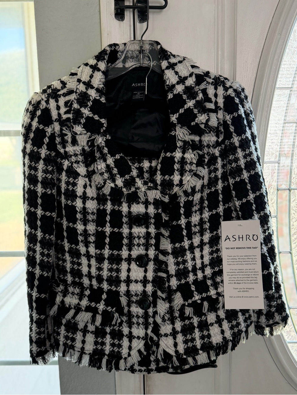 ASHRO Black & White Tweed Button-Front Jacket - NWT